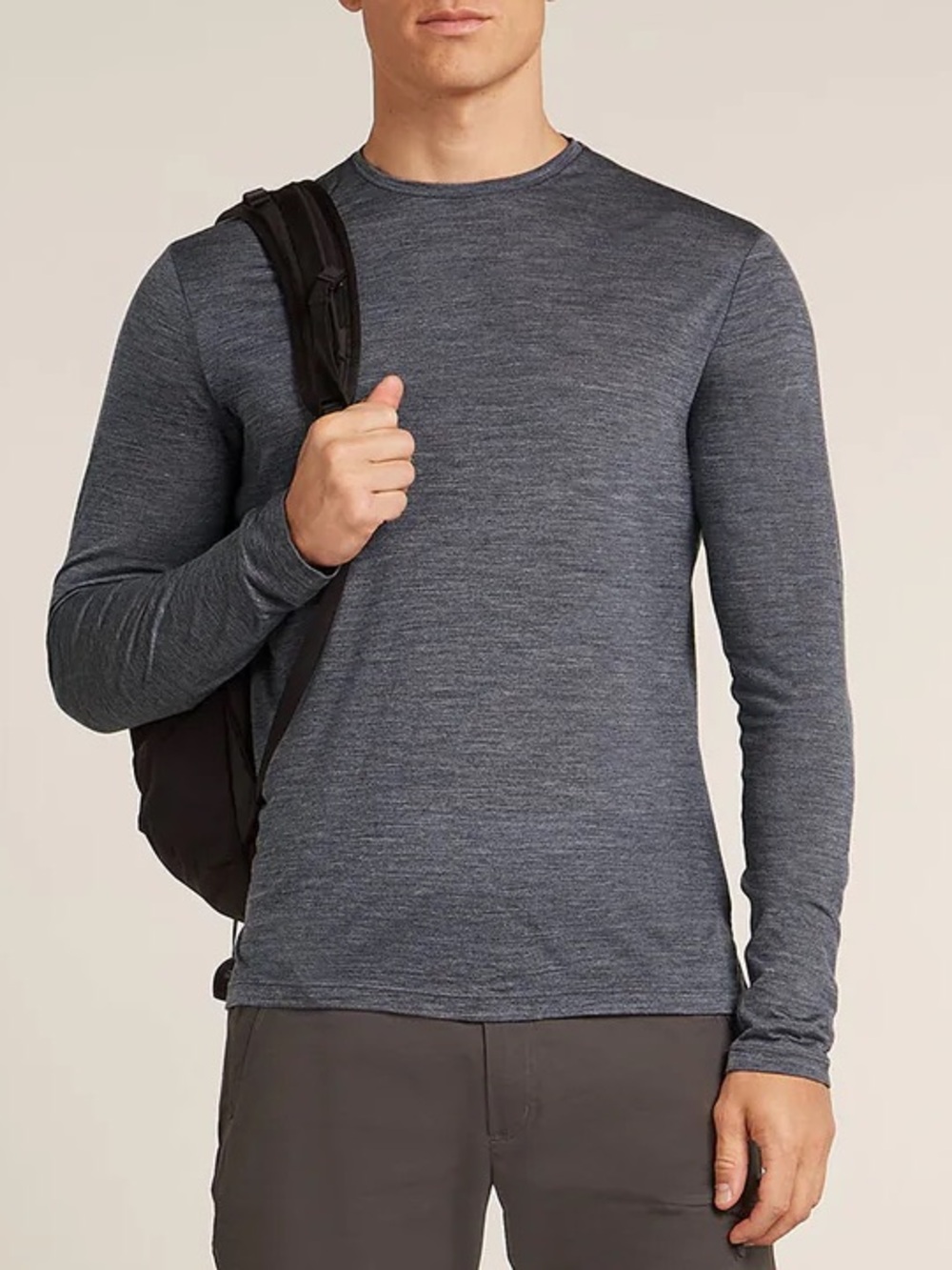Icebreaker merino long sleeve crew neck tee M grey wool base layer